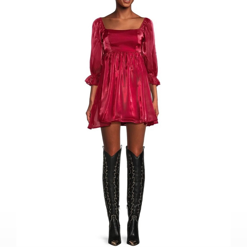 Allison & Kelly Red Organza Fit and Flare Dress